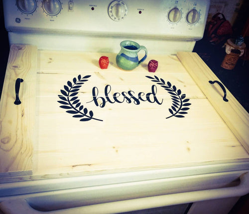 Farmhouse Stove Top Oven Cover Noodle Board, Stove Cover, Serving Tray, Sink Cover - Blessed Farmhouse Decor, Asst Colors