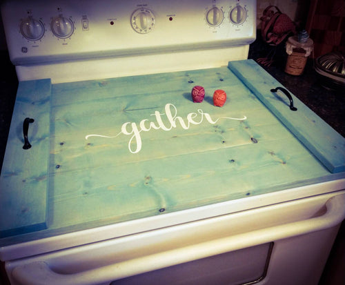 Farmhouse Stove Top Oven Cover Noodle Board, Stove Cover, Serving Tray, Sink Cover - Gather Farmhouse Decor, Asst Colors