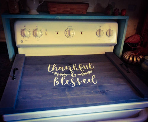 Farmhouse Stove Top Oven Cover Noodle Board, Stove Cover, Serving Tray, Sink Cover - Thankful & Blessed Farmhouse Decor, Asst Colors