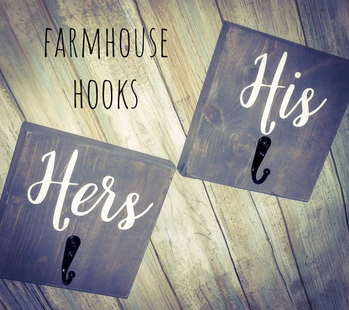 Farmhouse Wall Hook - Rustic Towel Hook, Towel Rack, Farmhouse Decor, Personalized Wall Storage - Asst Colors