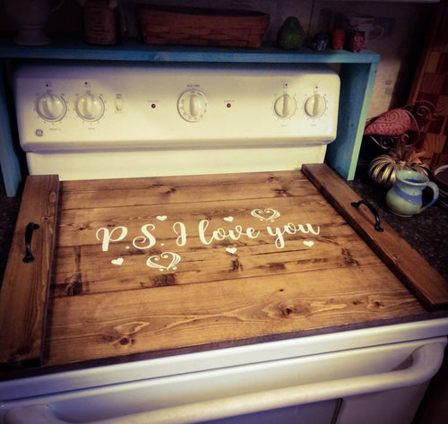 Farmhouse Stove Top Oven Cover Noodle Board, Stove Cover, Serving Tray, Sink Cover - PS I Love You Farmhouse Decor, Asst Colors
