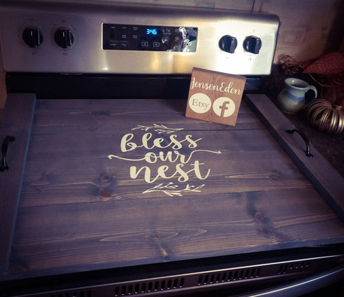 Farmhouse Stove Top Oven Cover Noodle Board, Stove Cover, Serving Tray, Sink Cover - Bless Our Nest Farmhouse Decor