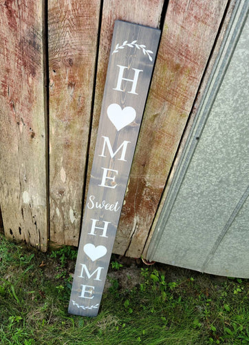 Farmhouse Home Sweet Home Sign 2/3/4/5 Feet Lengths - Wooden Rustic Decor, Front Door Porch Entryway Vertical Welcome Sign - Asst Colors