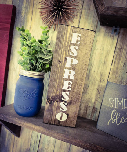 Farmhouse Espresso Coffee Sign Custom - Wooden Farmhouse Rustic Decor, Kitchen Sign - Asst Colors
