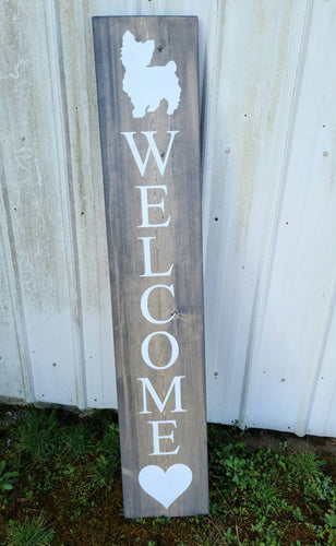 Farmhouse Welcome Sign, 2/3/4/5 Feet Lengths - Wooden Rustic Paw Heart Decor, Front Door Porch Entryway Vertical Welcome Sign - Asst Colors