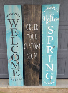 Farmhouse Welcome Sign - Wooden Rustic Decor, Front Door Porch Entryway Vertical Welcome Sign - Asst Colors