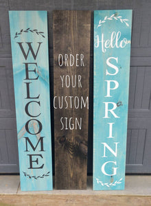 Farmhouse Welcome Sign 2/3/4/5 Feet - Wooden Rustic Decor, Front Door Porch Entryway Vertical Welcome Sign - Asst Colors