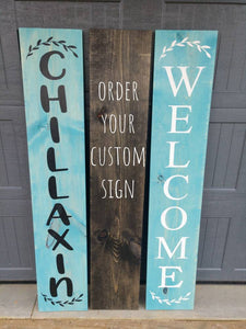 Farmhouse Welcome Sign 2/3/4/5 Feet - Wooden Rustic Decor, Front Door Porch Entryway Vertical Welcome Sign - Asst Colors