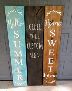 Farmhouse Welcome Sign - Wooden Rustic Decor, Front Door Porch Entryway Vertical Welcome Sign - Asst Colors