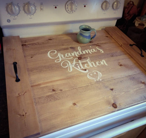 Farmhouse Stove Top Oven Cover Noodle Board, Stove Cover, Serving Tray, Sink Cover - Grandma's Kitchen Farmhouse Decor