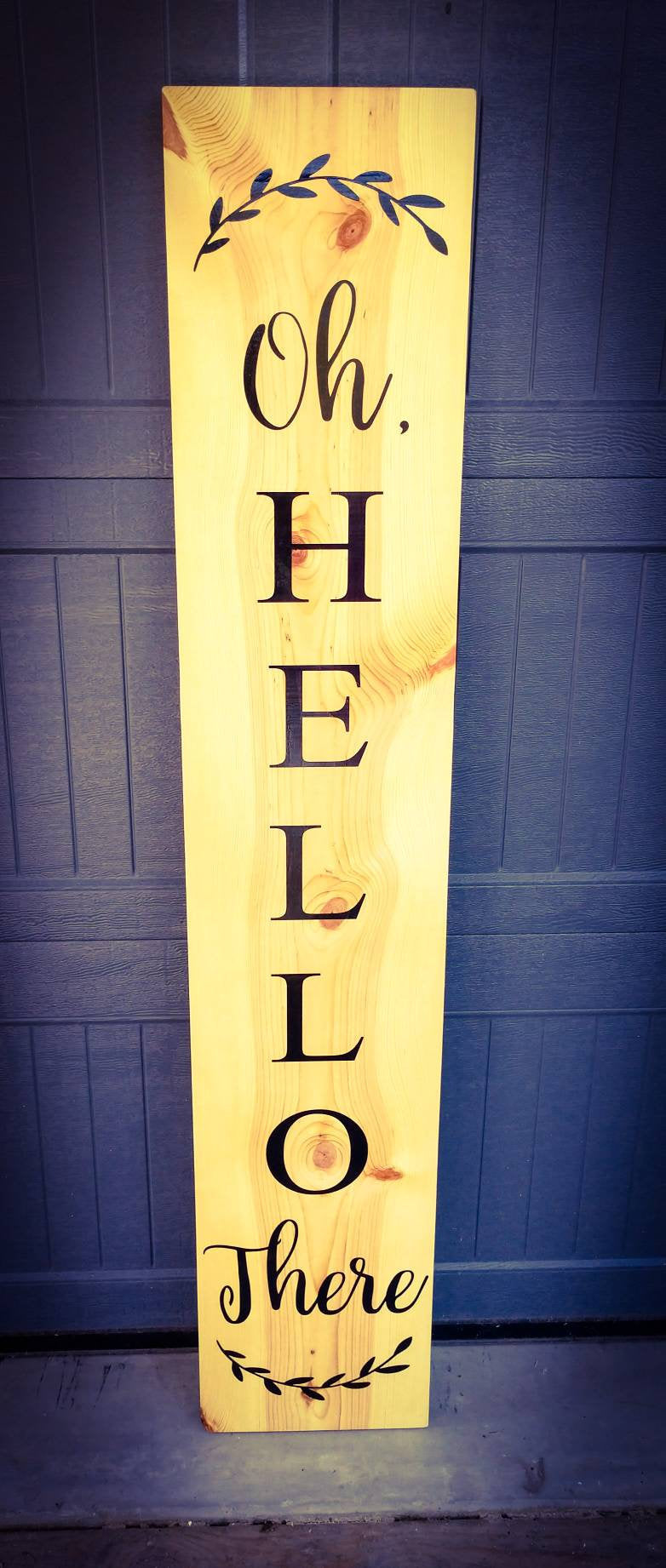 Farmhouse Hello There Welcome Sign 2/3/4/5 Foot Lengths - Wooden Rustic Decor, Front Door Porch Entryway Vertical Sign - Asst Colors