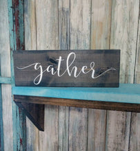 Load image into Gallery viewer, Farmhouse Gather Sign Custom - Wooden Farmhouse Rustic Decor, Front Door Porch Entryway Welcome Sign - Asst Colors
