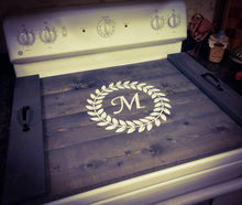 Load image into Gallery viewer, Farmhouse Stove Top Oven Cover Noodle Board, Stove Cover, Serving Tray, Sink Cover - Monogram Initial Farmhouse Decor, Asst Colors
