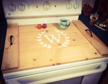 Load image into Gallery viewer, Farmhouse Stove Top Oven Cover Noodle Board, Stove Cover, Serving Tray, Sink Cover - Monogram Initial Farmhouse Decor, Asst Colors
