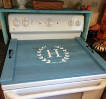 Load image into Gallery viewer, Farmhouse Stove Top Oven Cover Noodle Board, Stove Cover, Serving Tray, Sink Cover - Monogram Initial Farmhouse Decor, Asst Colors
