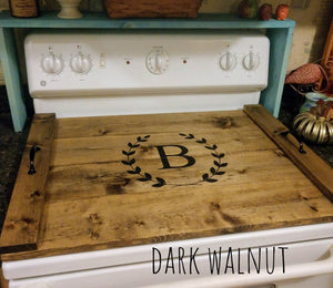 Farmhouse Stove Top Oven Cover Noodle Board, Stove Cover, Serving Tray, Sink Cover - Monogram Initial Farmhouse Decor, Asst Colors