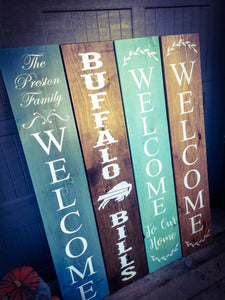 Farmhouse Welcome Sign 2/3/4/5 Feet Lengths - Wooden Rustic Decor, Front Door Porch Entryway Vertical Welcome Sign - Asst Colors