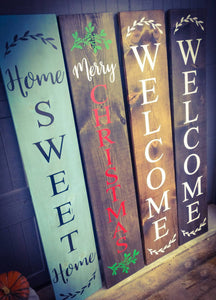 Farmhouse Welcome Sign 2/3/4/5 Feet - Wooden Rustic Decor, Front Door Porch Entryway Vertical Welcome Sign - Asst Colors