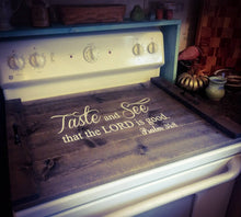 Load image into Gallery viewer, Farmhouse Stove Top Oven Cover Noodle Board, Stove Cover, Serving Tray, Sink Cover - Taste &amp; See Farmhouse Decor
