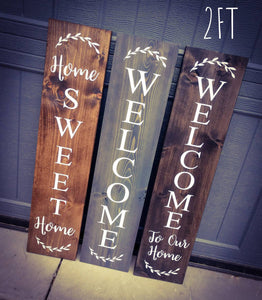 Farmhouse Welcome Hello Spring Summer Fall Custom Sign - Wooden Rustic Decor, Front Door Porch Entryway Vertical Sign - Asst Colors