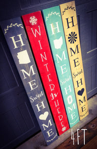 Farmhouse Welcome Sign 2/3/4/5 Feet Lengths - Wooden Rustic Decor, Front Door Porch Entryway Vertical Welcome Sign - Asst Colors