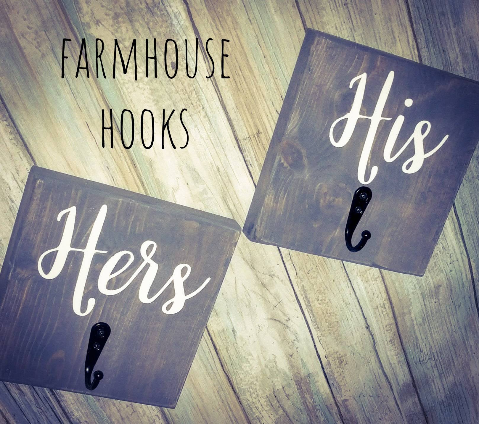 Farmhouse Wall Hook - Mr. Mrs. His Hers Rustic Towel Hook, Towel