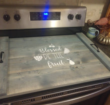 Load image into Gallery viewer, Farmhouse Stove Top Oven Cover Noodle Board, Stove Cover, Serving Tray, Sink Cover - Blessed Be The Fruit Kitchen Farmhouse Decor
