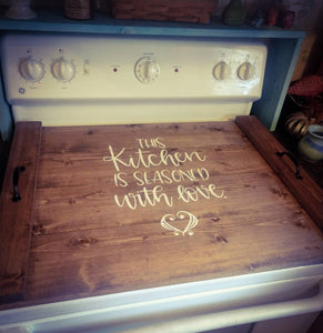 Farmhouse Stove Top Oven Cover Noodle Board, Stove Cover, Serving Tray, Sink Cover - Seasoned With Love Farmhouse Decor