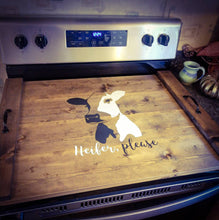 Load image into Gallery viewer, Farmhouse Stove Top Oven Cover Noodle Board, Stove Cover, Serving Tray, Sink Cover - Heifer Please Cow Farmhouse Decor
