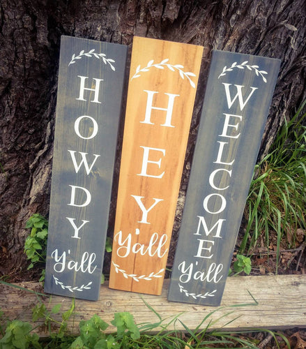 Farmhouse Welcome Sign - Wooden Rustic Decor, Front Door Porch Entryway Vertical Welcome Sign - Asst Colors