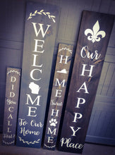 Load image into Gallery viewer, Farmhouse Welcome Sign 2/3/4/5 Feet Lengths - Wooden Rustic Decor, Front Door Porch Entryway Vertical Home Sweet Home Sign - Asst Colors
