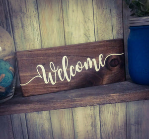 Farmhouse Welcome Sign Custom - Wooden Farmhouse Rustic Decor, Front Door Porch Entryway Welcome Sign - Asst Colors, Gather