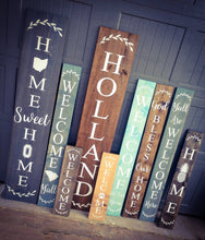 Load image into Gallery viewer, Farmhouse Welcome Sign 2/3/4/5 Feet Lengths - Wooden Rustic Decor, Front Door Porch Entryway Vertical Home Sweet Home Sign - Asst Colors
