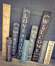 Load image into Gallery viewer, Farmhouse Welcome Sign 2/3/4/5 Feet Lengths - Wooden Rustic Decor, Front Door Porch Entryway Vertical Welcome Sign - Asst Colors
