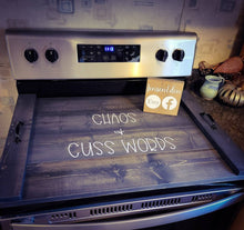 Load image into Gallery viewer, Farmhouse Stove Top Oven Cover Noodle Board, Stove Cover, Serving Tray, Sink Cover - Chaos &amp; Cuss Words Farmhouse Decor, Asst Colors
