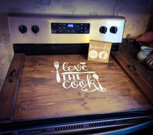 Load image into Gallery viewer, Farmhouse Stove Top Oven Cover Noodle Board, Stove Cover, Serving Tray, Sink Cover - Love Cook Words Farmhouse Decor, Asst Colors
