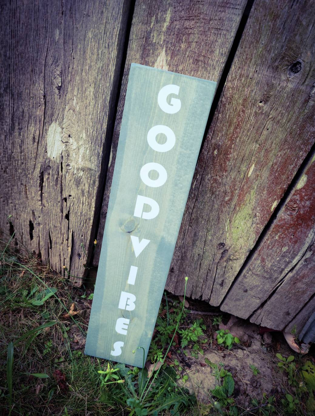 Farmhouse Good Vibes Welcome Greeting Sign 2/3/4/5 Feet Lengths - Wooden Rustic Decor, Front Door Porch Entryway Vertical Sign - Asst Colors