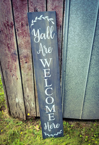 Farmhouse Welcome Sign - Wooden Rustic Decor, Door Porch Entryway Vertical Welcome Sign, Y&#39;all Are Welcome Here Sign, Asst Sizes