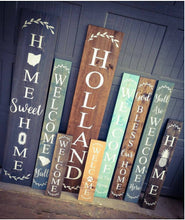 Load image into Gallery viewer, Farmhouse Welcome Sign, State Sign 2/3/4/5 Feet Lengths - Wooden Rustic Decor, Front Door Porch Entryway Vertical Welcome Sign - Asst Colors
