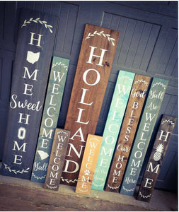 Farmhouse Welcome Sign, State Sign 2/3/4/5 Feet Lengths - Wooden Rustic Decor, Front Door Porch Entryway Vertical Welcome Sign - Asst Colors