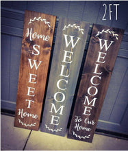 Load image into Gallery viewer, Farmhouse Welcome Sign, State Sign 2/3/4/5 Feet Lengths - Wooden Rustic Decor, Front Door Porch Entryway Vertical Welcome Sign - Asst Colors
