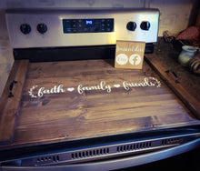 Load image into Gallery viewer, Farmhouse Stove Top Oven Cover Noodle Board, Stove Cover, Serving Tray, Sink Cover - Faith Family Friends Farmhouse Decor
