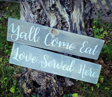 Load image into Gallery viewer, Farmhouse Sign - 2 Foot Wooden Rustic Decor, Kitchen Sign, Love Served Here, Y&#39;all Come Eat - Asst Colors
