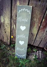 Load image into Gallery viewer, Farmhouse Thankful Grateful Blessed Sign 2/3/4/5 Feet Lengths - Wooden Rustic Decor, Front Door Porch Entryway Vertical Sign - Asst Colors
