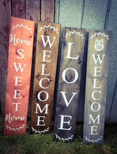 Load image into Gallery viewer, Farmhouse Welcome Sign 2/3/4/5 Feet Lengths - Wooden Rustic Decor, Front Door Porch Entryway Vertical Welcome Sign - Asst Colors
