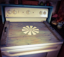 Load image into Gallery viewer, Farmhouse Stove Top Oven Cover Noodle Board, Stove Cover, Serving Tray, Sink Cover, Windmill Farmhouse Decor
