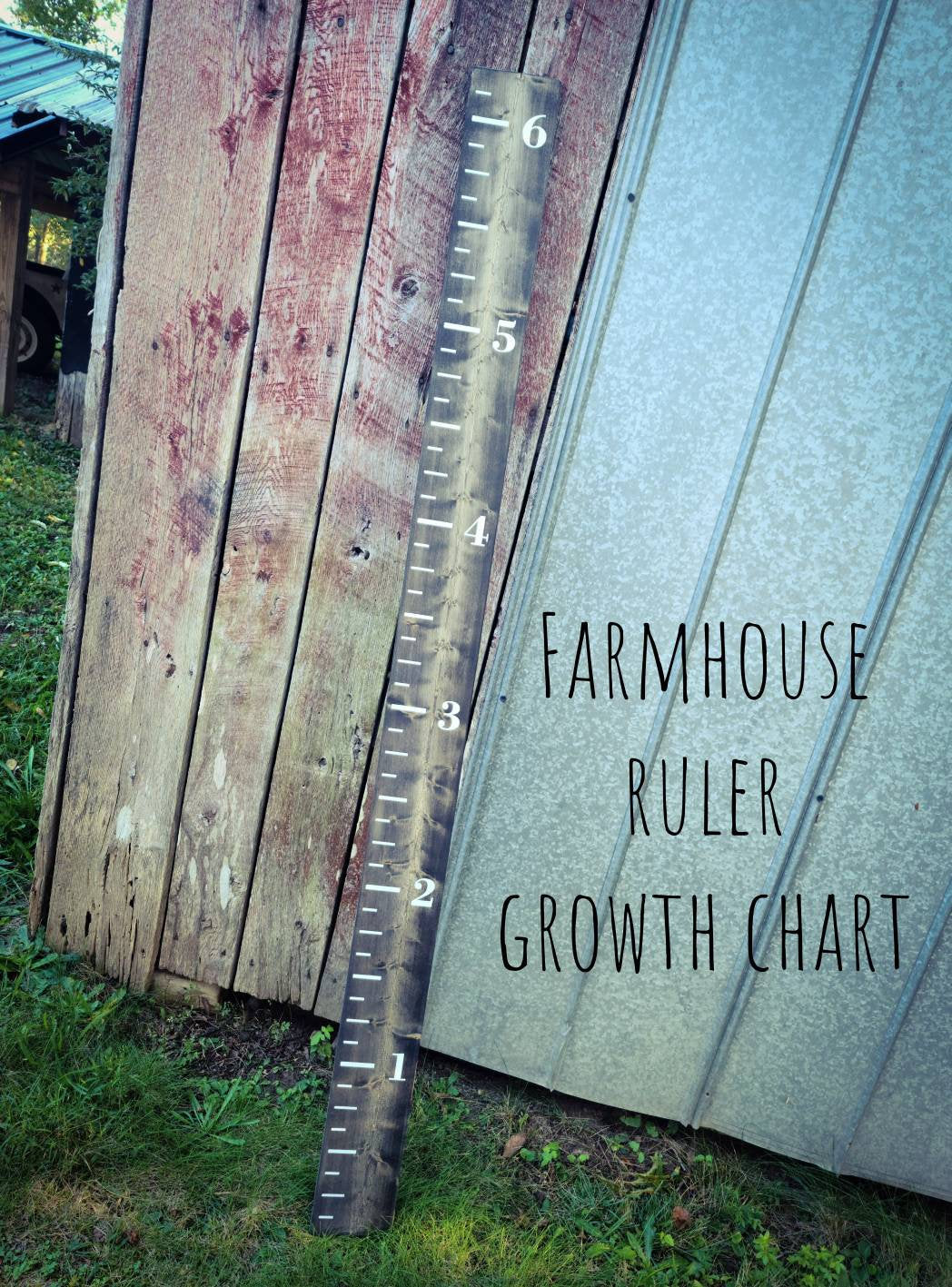 Farmhouse Growth Chart Ruler - 6 Foot Vertical Sign - Wooden Rustic Decor - Assorted Colors